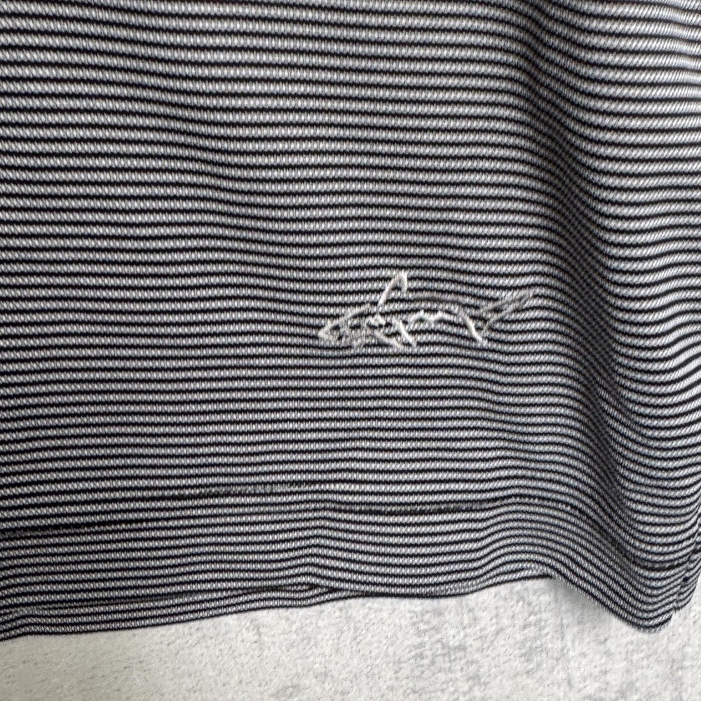 Greg Norman Polo Shirt Mens Large Gray Striped PlayDry Golf Performance Shark - Picture 2 of 8